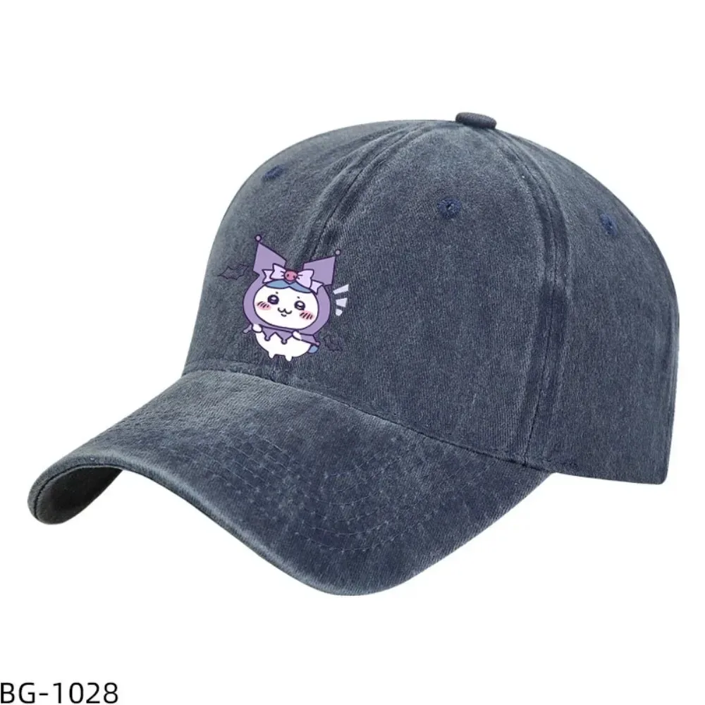 

2025 Chiikawa Cartoon Pattern Printed Cotton Cute Hat Washed Retro Sunshade Baseball Cap Outdoor Sun Protection