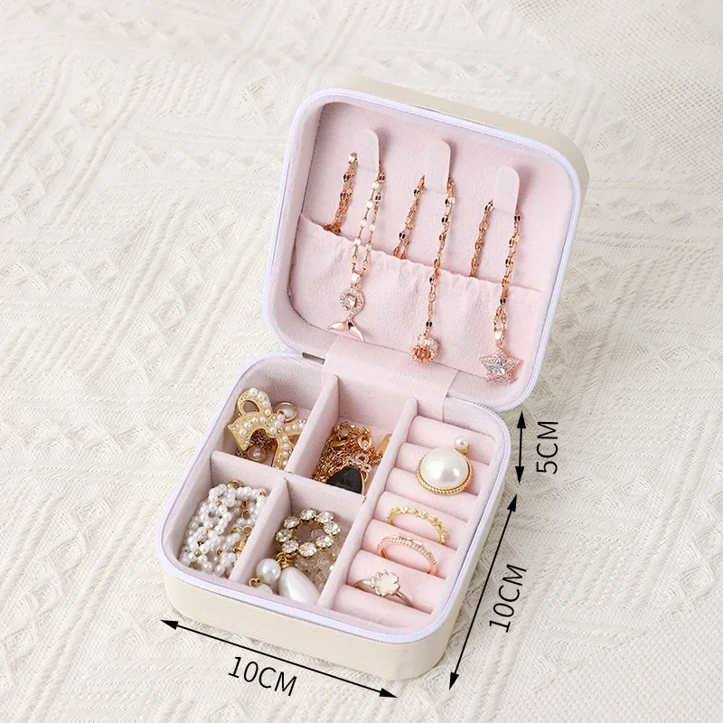 Portable Mini Jewelry Storage Box Travel Organizer Jewelry Case Leather Storage Earrings Necklace Ring Jewelry Organizer Display