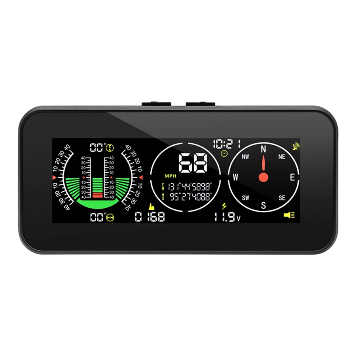 T85C รถ HUD Up จอแสดงผล Inclinometer เข็มทิศ Speedometer GPS Overspeed ALARM ความเร็วดิจิตอล Slope เมตรอะไหล่รถยนต์