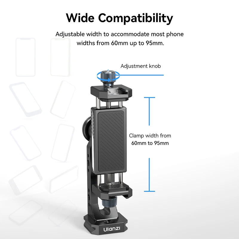Ulanzi 휴대폰 마운트 휴대폰 클립, Arca Swiss 및 Uka 퀵 릴리스 휴대폰 거치대, 수평 및 수직 사진 촬영용 볼 헤드 포함, M053