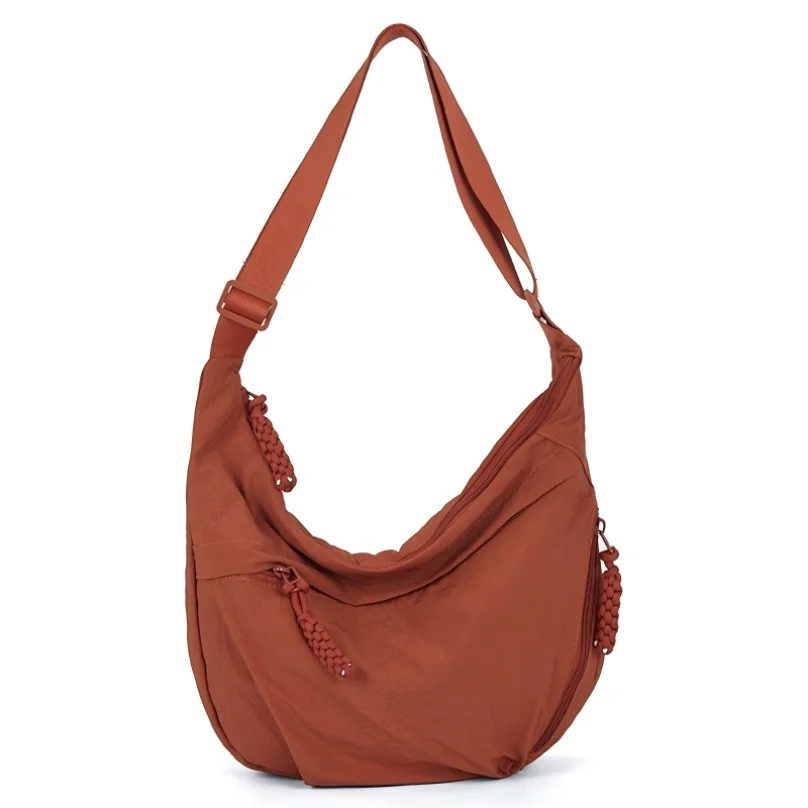 Solid color trendy shoulder bag, personalized multifunctional canvas bag, daily minimalist dumpling bag