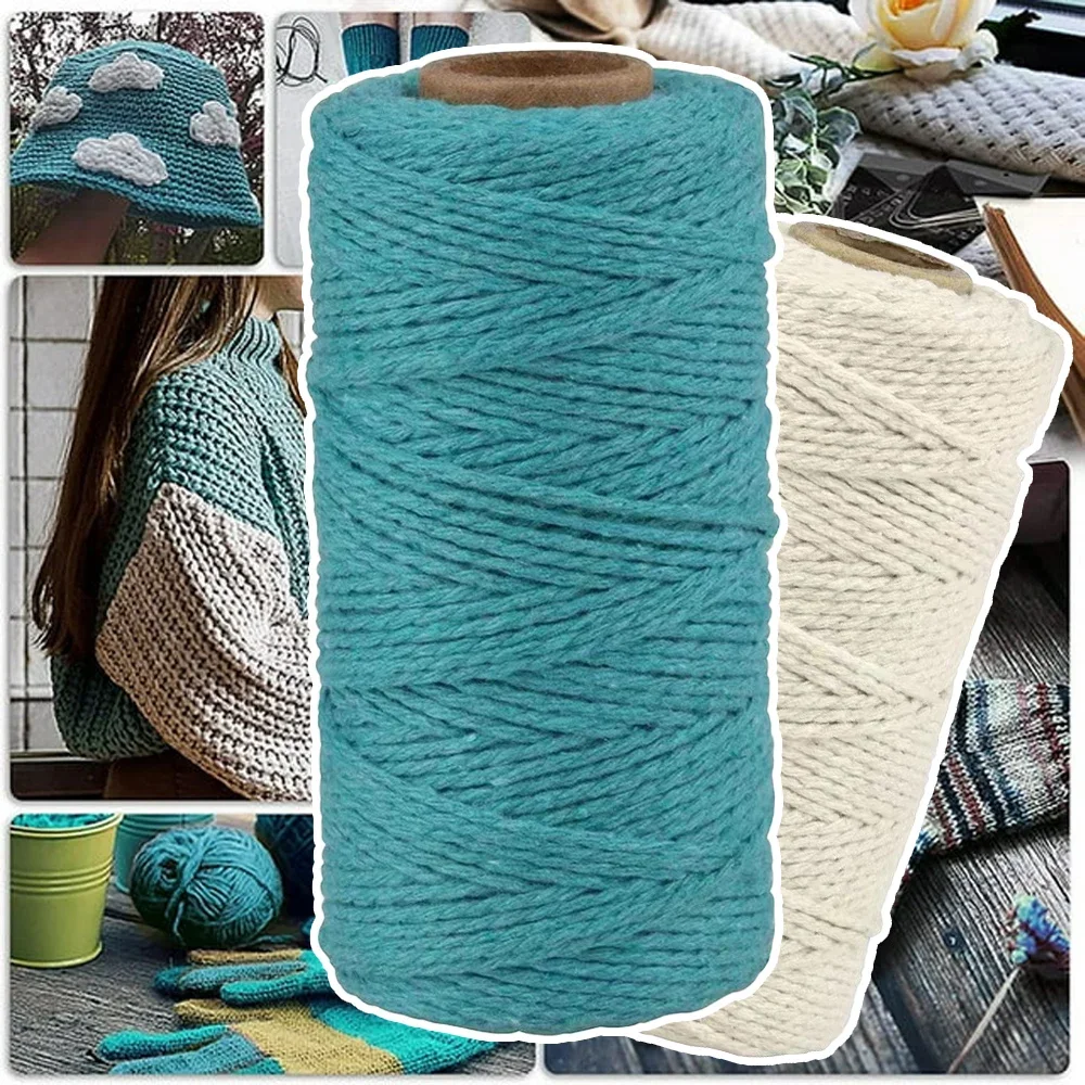 1 Roll 2mmx100m Macrame Cord Colorful Colorfast Soft Twisted Cotton Rope Macrame Yarn for Knitting Cotton Thread For Handmade image 2