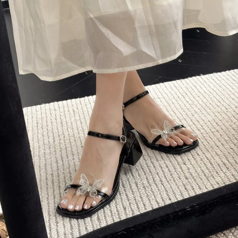 

Summer Rhinestone Bow Open Toe Women Sandals Sexy High Heels Banquet Female Shoes Elegant Slingbacks