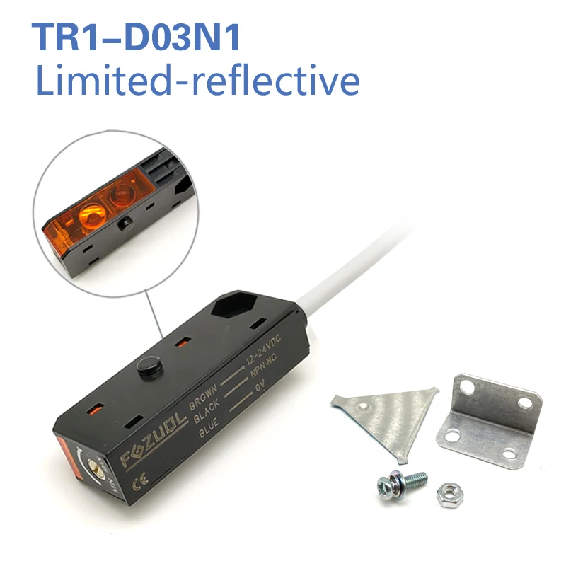 Interruptor de tipo fotoeléctrico ultrapequeño, sensor infrarrojo de TR1-T15N2, interruptor fotoeléctrico tipo haz de TR1-D03N1