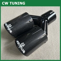 1 Uds modificación de coche Universal doble negro brillante automóvil Remus Logo tubo de escape silenciador tubo punta de escape de fibra de carbono