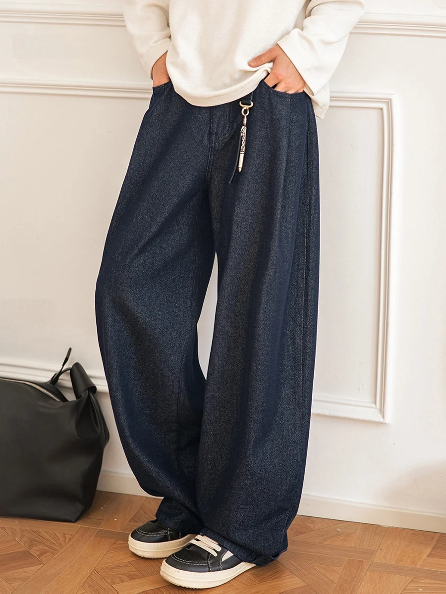 

Original Color Men's Jeans Waed out Loose Straight Cut Trousers Faionable Urban Sle Cotton Denim Vintage Sle Jeans