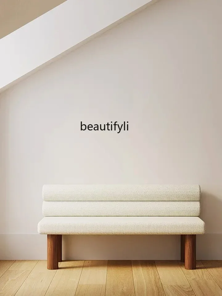 Q181  Nordic Simple Long Stool Restaurant Double Long Dining Chair with Backrest Silent Cream Style Shoe Changing Stool