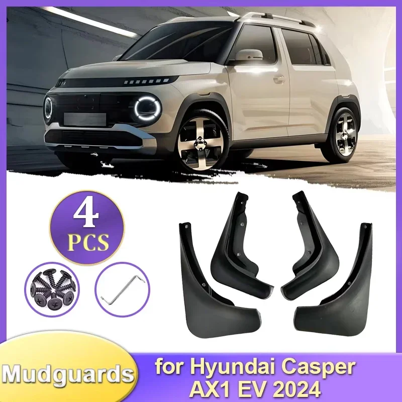 

Mudflaps Fender for Hyundai Casper AX1 EV 2024 Mudguards Mud Flaps Car Tire Front and Rear Wheels Fender Accessorie 4pcs Black