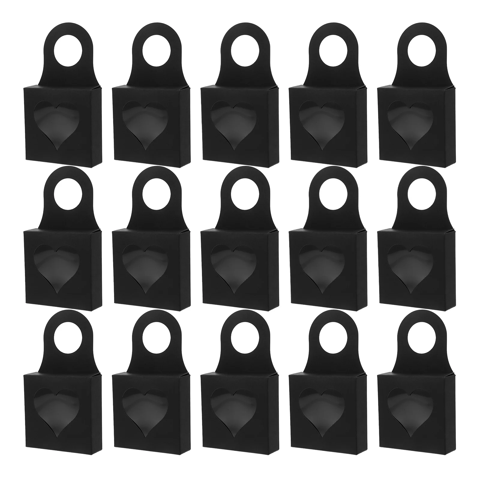 

25pcs Hook Boxes 9x9x3cm Black Heart Window Gift Storage Case Box With Handle for Jewelry Packaging Party Favor