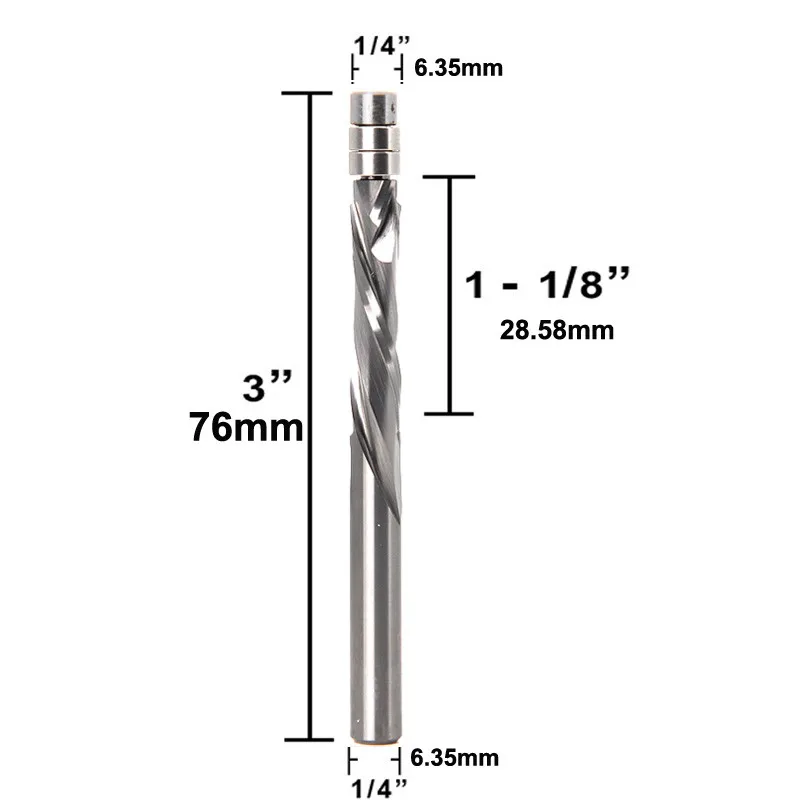 1 PC 6.35mm 1/4 Shank Compression Flush Trim Solid Carbide Spiral Router Bit for wood working Tools End Mill MIilling Cutters