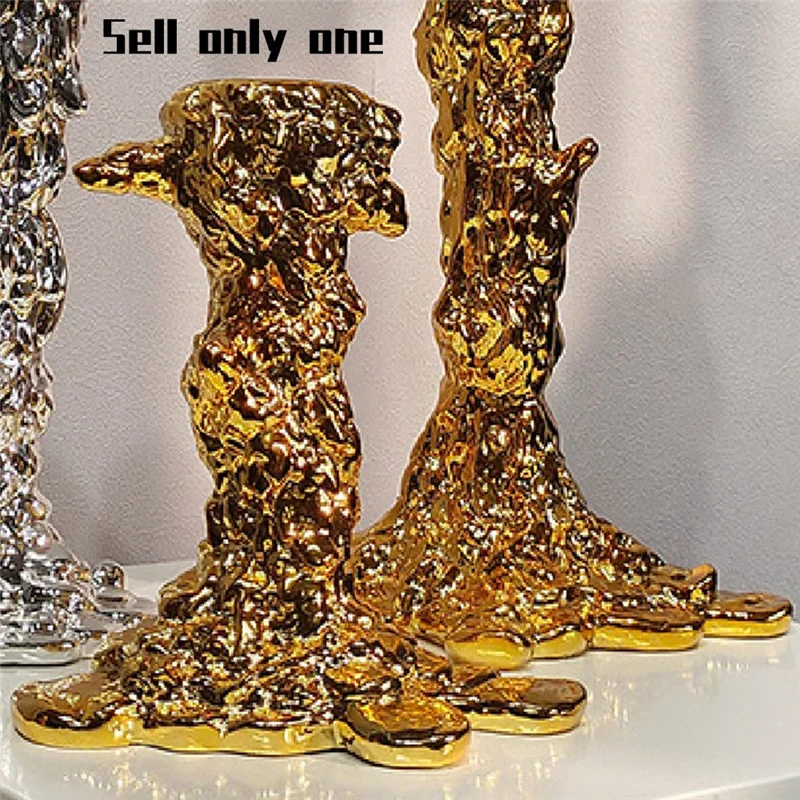 Candelabro dorado N95R, superficie chapada en resina, centros de mesa de boda con forma de fusión, mesa de comedor, decoración de muebles para el hogar Du