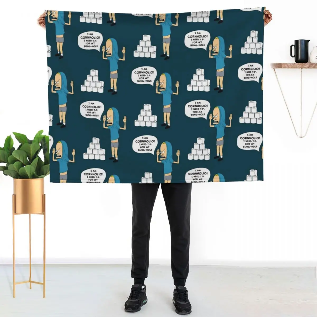 

Cornholio Needs T.P. Throw Blanket Durable Warm Blanket for Daily Home Use