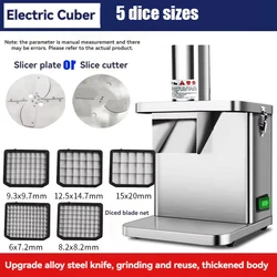 Commercial Electric Vegetable Cube Cutting Machine Fruit Slicer Cutting Strip Dice Potato Carrot Food Processor with 5 Blades