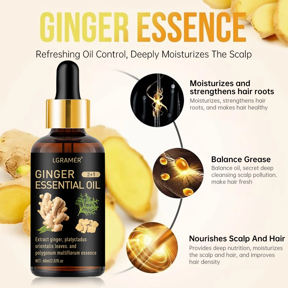 Natural Ginger Plant Hair Growth Oil Preventing Hair Dryness Split Moisturizing Gentle Nourishing Glossy Organics Hair Care Oil