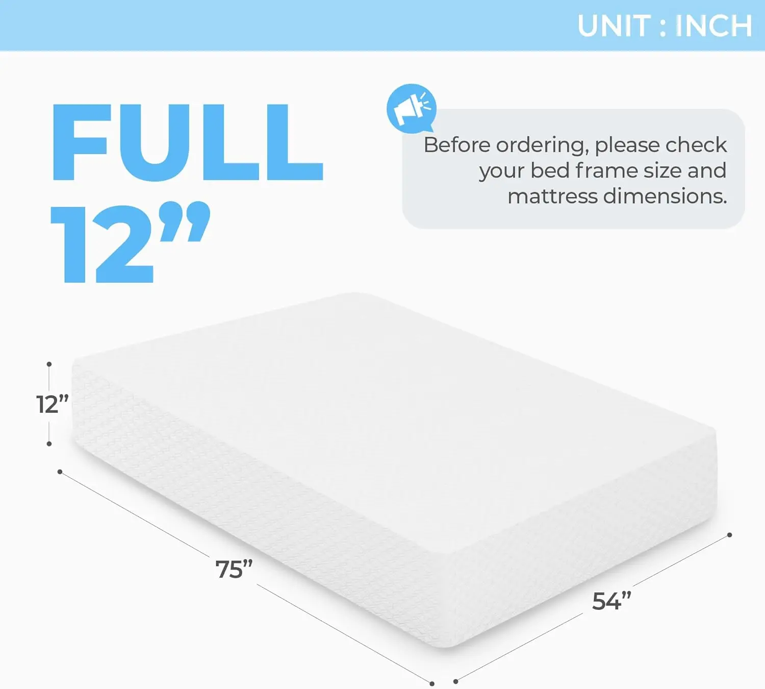 12 Inch Full Medium Firm Cooling Gel Memory Foam Mattress for Cool Sleep Pressure Relieving CertiPUR-US Certified Mattress in a