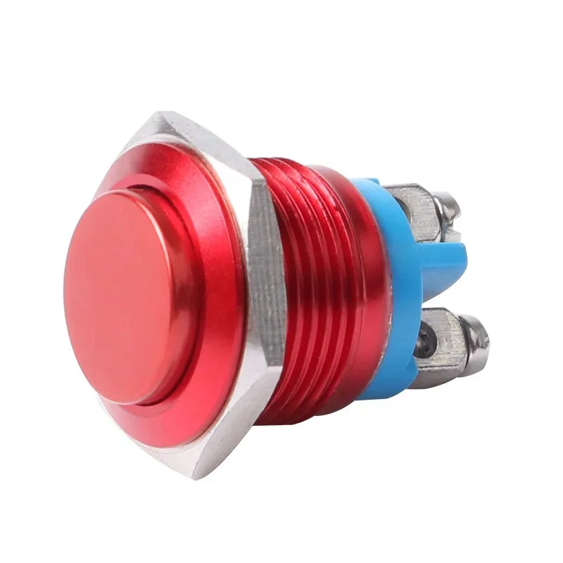 5/20PCS 16mm Mini High Push Button Switch Waterproof Momentary Self Reset Metal Switch Oxidation Red Yellow Blue Green Black