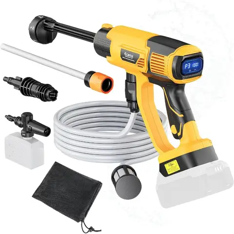 Lavadora a presión inalámbrica compatible con batería DeWalt de 20 V, lavadora eléctrica portátil Ecarke de 800 PSI con boquilla 6 en 1 para