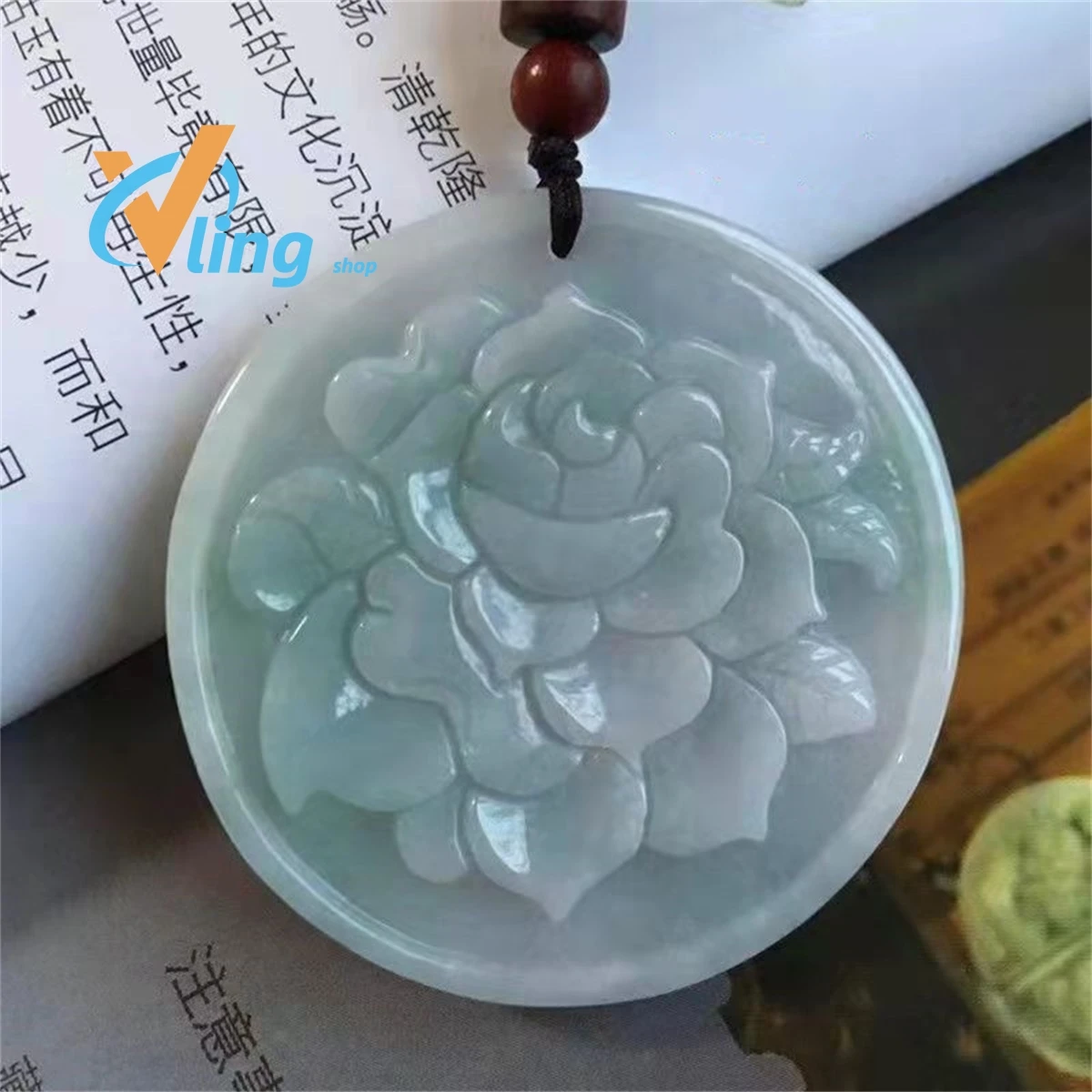 Natural Jade A Goods Blossom Rich Peony Flower Jade Pendant Myanmar Necklace Women's Sweater Chain Wholesale Jewelry Exquisite