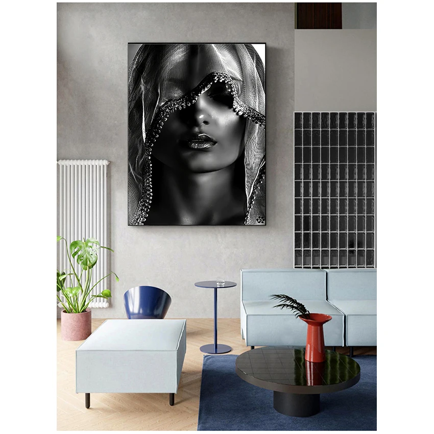 Art Pictures Scandinavian Cuadros for Living Room Decor Golden Makeup Women Canvas Paintings Posters and Print Nordic Style Wall