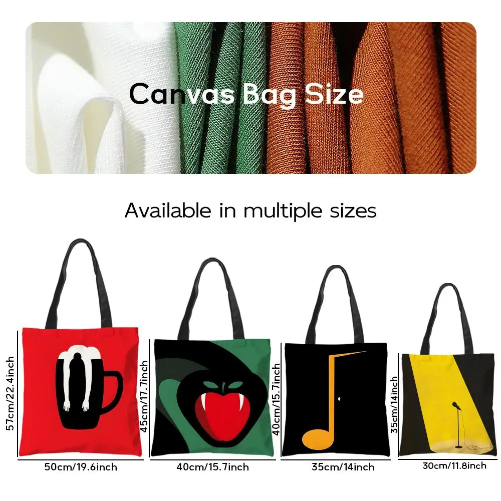 Storage Bags Shopping Grocery Reusable School Girl Gift Tote Bag for Women Aesthetic Abstract realistic musical note pattern