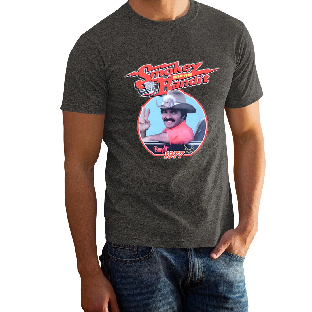 VINTAGE FEEL-Camiseta de Filme Cinzento Desbotado, Smokey and The Bandit '77