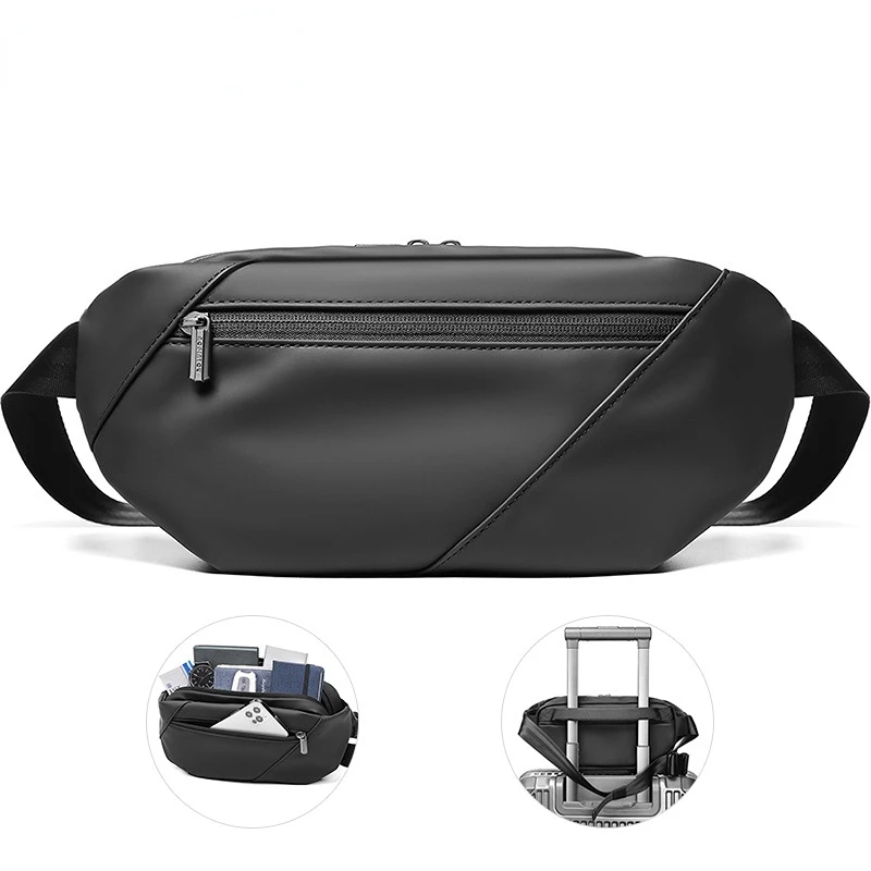 Chikage Grande Capacidade Fanny Pack, Bolsa de peito com função esportiva masculina, Bolsa tiracolo, Bolsa de ombro multifuncional, moda tendência