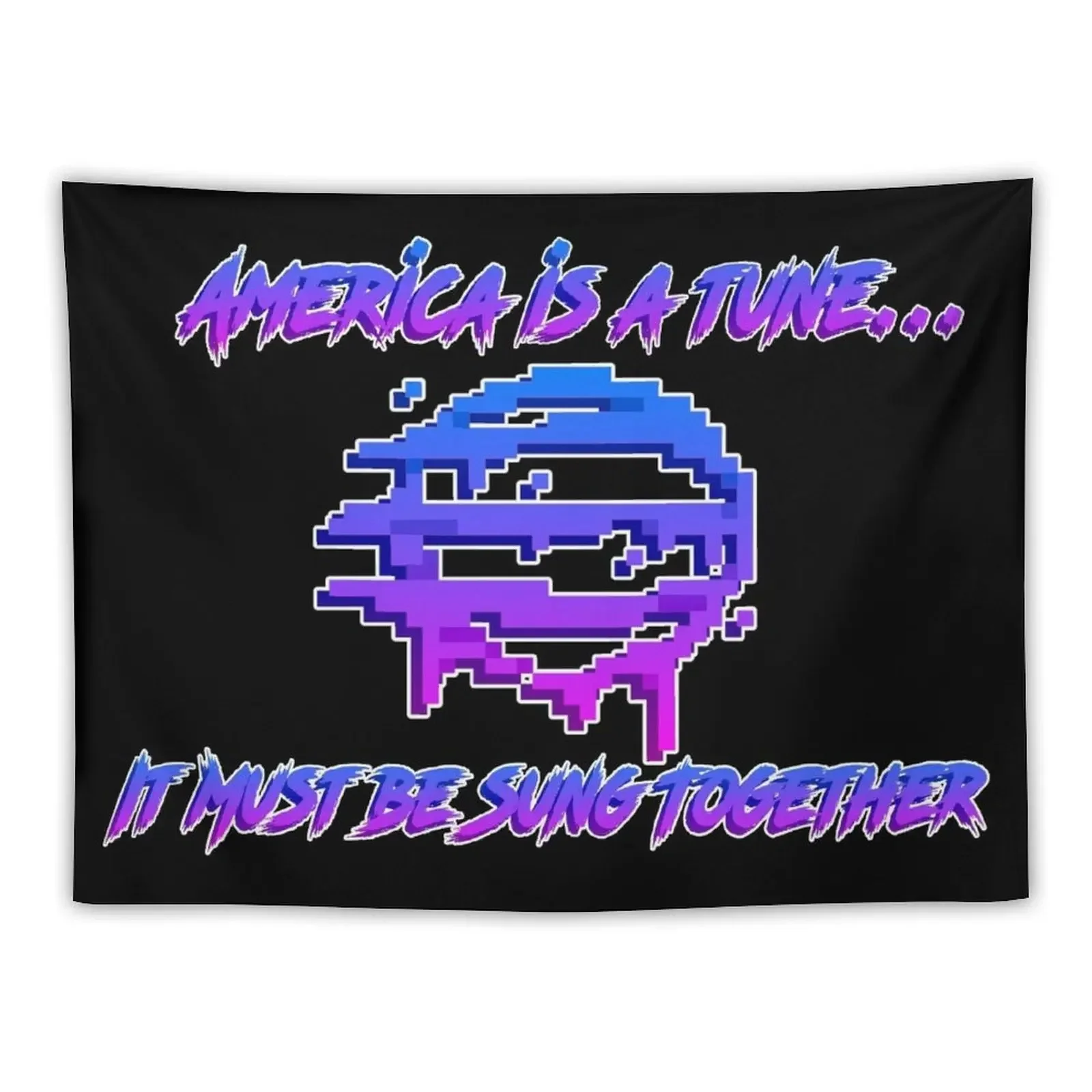 

Hotline Miami - 50 Blessings Logo / Slogan (Dark Background Version) Tapestry Wall Decorations Tapestry