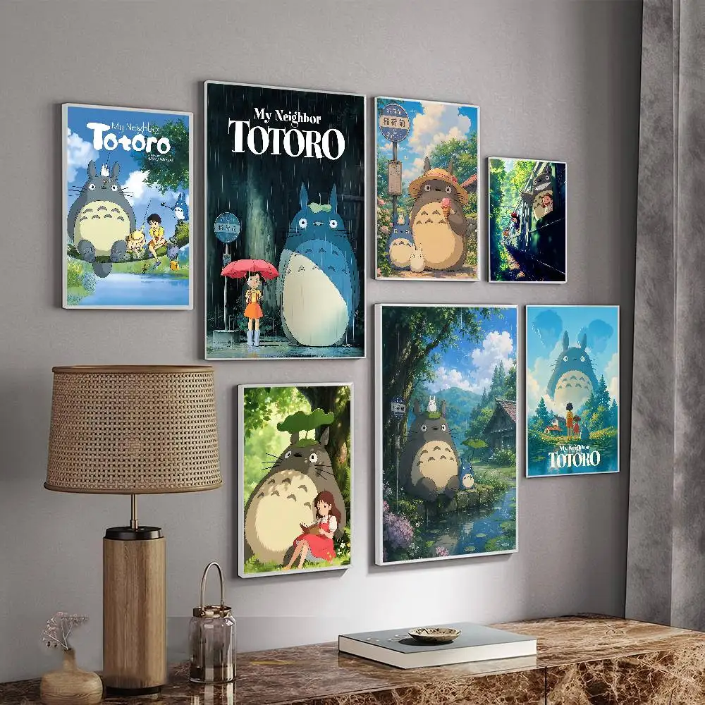 Anime T-Totoro Vintage Posters Sticky Retro Kraft Paper Sticker DIY Room Bar Cafe Kawaii Room Decor