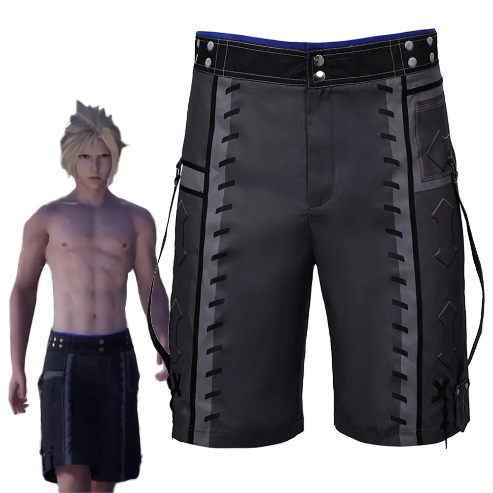 Fato de Cosplay Anime Final Masculino, Calções de Praia Fantasia VII, Calças Curtas Fatos de Halloween, Jogo Renascimento, FF7