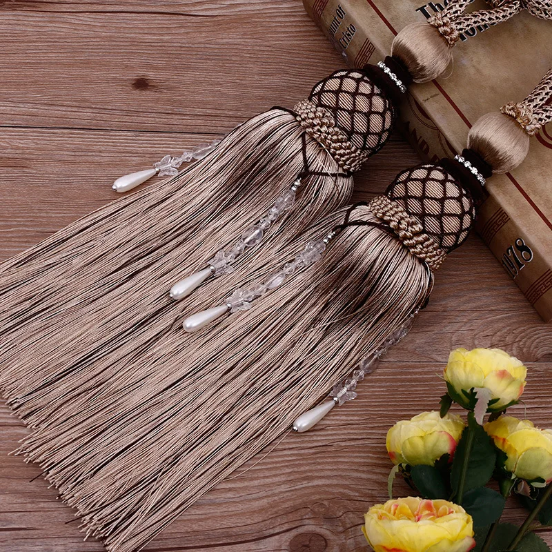 2 Pcs European Luxury Gold Tennis Curtain Strap Hanging Ball Tassels Curtain Tiebacks Bandages Brushes Curtain Accessories