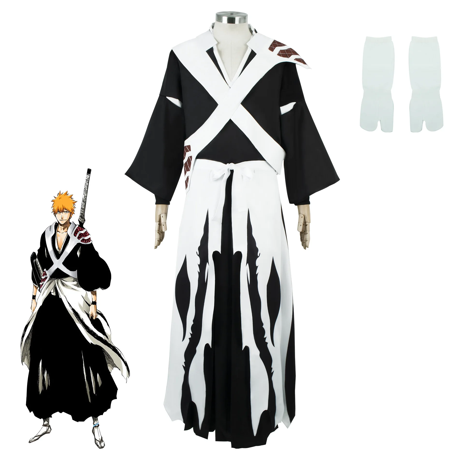 

Grim Reaper Cosplay Clothes, Kurosaki Ichigo COS Clothes, Wanjie Cape, Kurosaki Ichigo Swastika Cape Robe Cover
