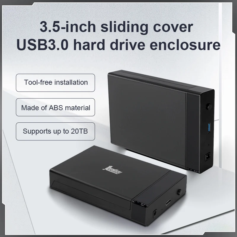 External Hard Drive Enclosure 2.5/3.5-Inch SSD External Hard Drive Enclosure Supports 20TB SATA to USB 3.0 Hard Drive Enclosure