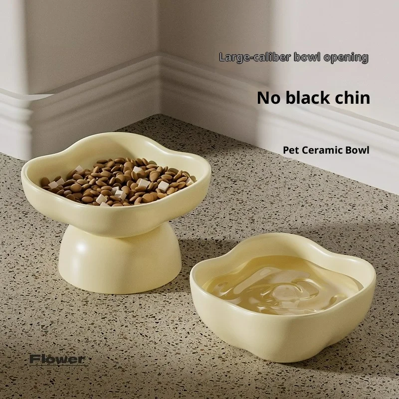 Cuenco para gatos, comida de cerámica para gatos, gato, gato, arroz, arroz, agua de gran diámetro, suministros para mascotas inclinados