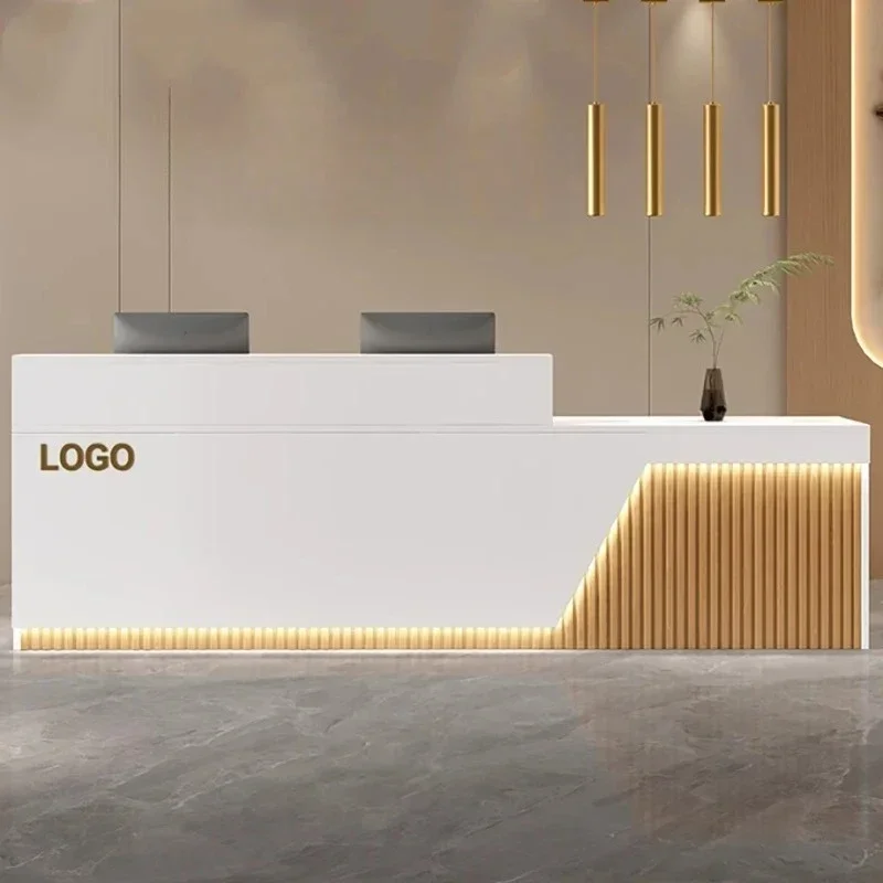 Mostradores de recepción nórdicos profesionales, escritorios de recepción modernos de lujo y belleza, muebles comerciales simples y únicos