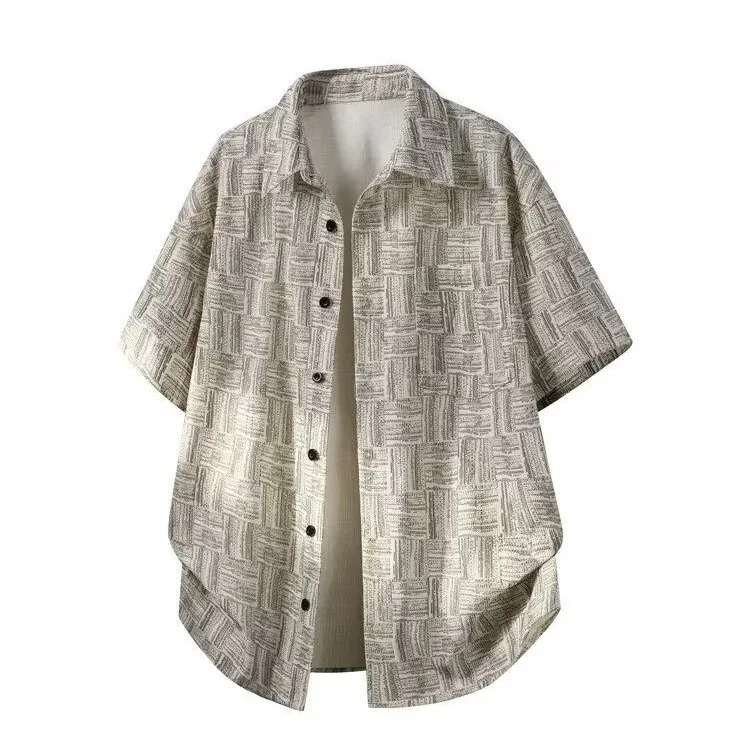 

Men's Summer Thin Short Sleeve Shirt Hong Kong Style Outerwear Casual Fashion Youth Standard Fit Polyester Fiber No Brand