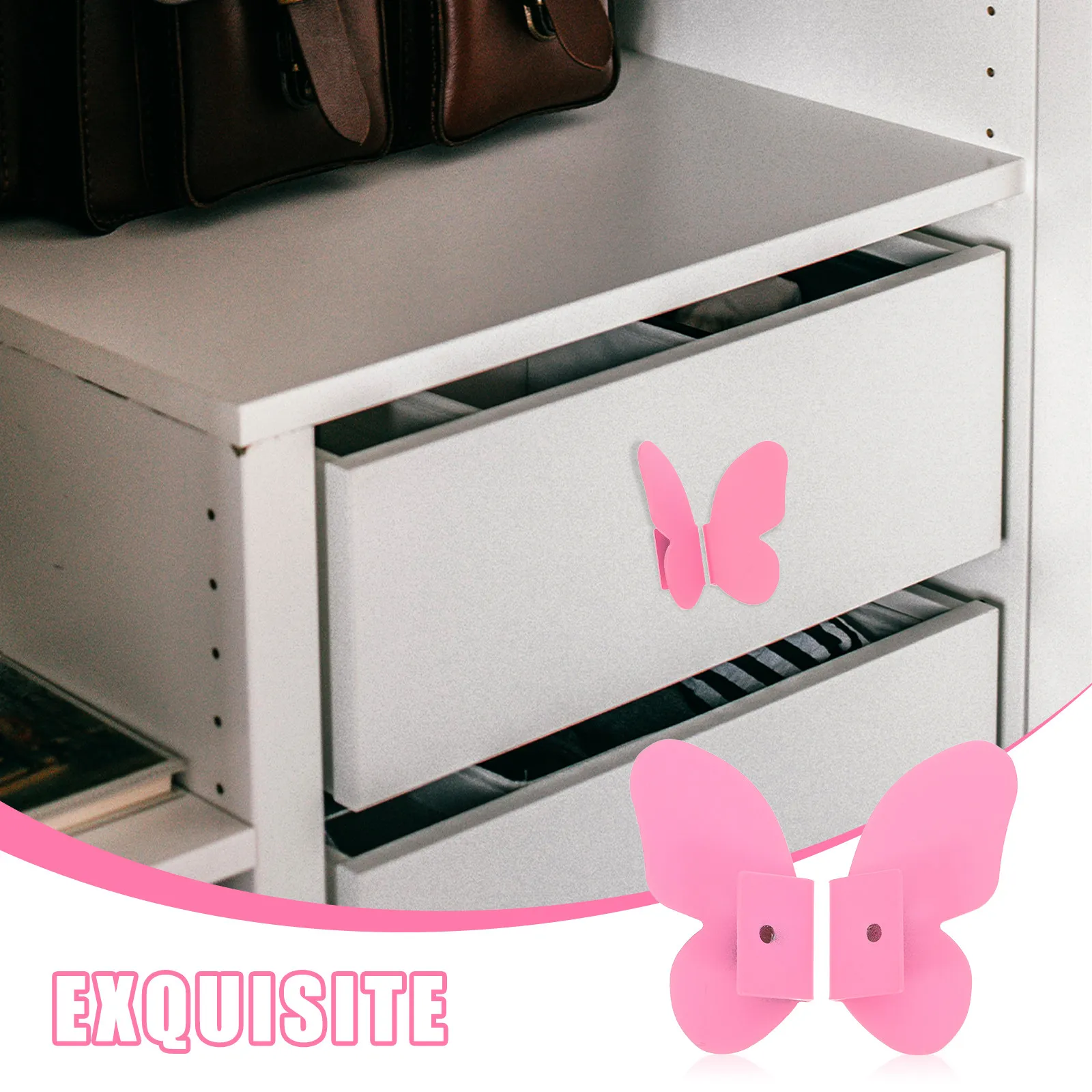 1Pair Butterfly Door Handle for Cabinets Drawers Dresser Wardrobe Bookcase Vanity Room Kitchen Bathroom Furniture Hardware