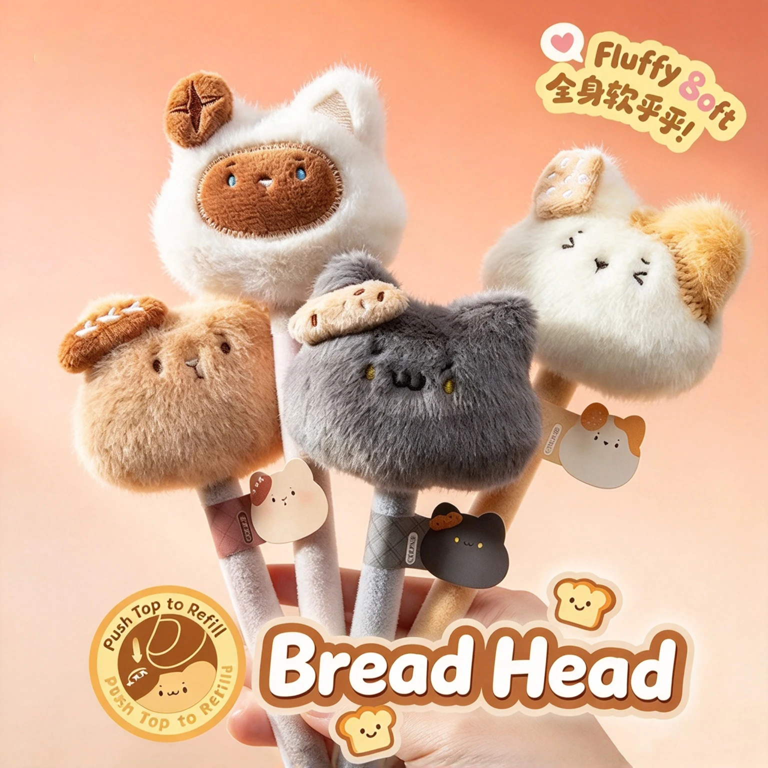 Cute Plush Pen Cute Pet Little Bear Three Flower Meow Internet Celebrity Same Style Neutral Pen High Beauty Hairy Girl Gift Set