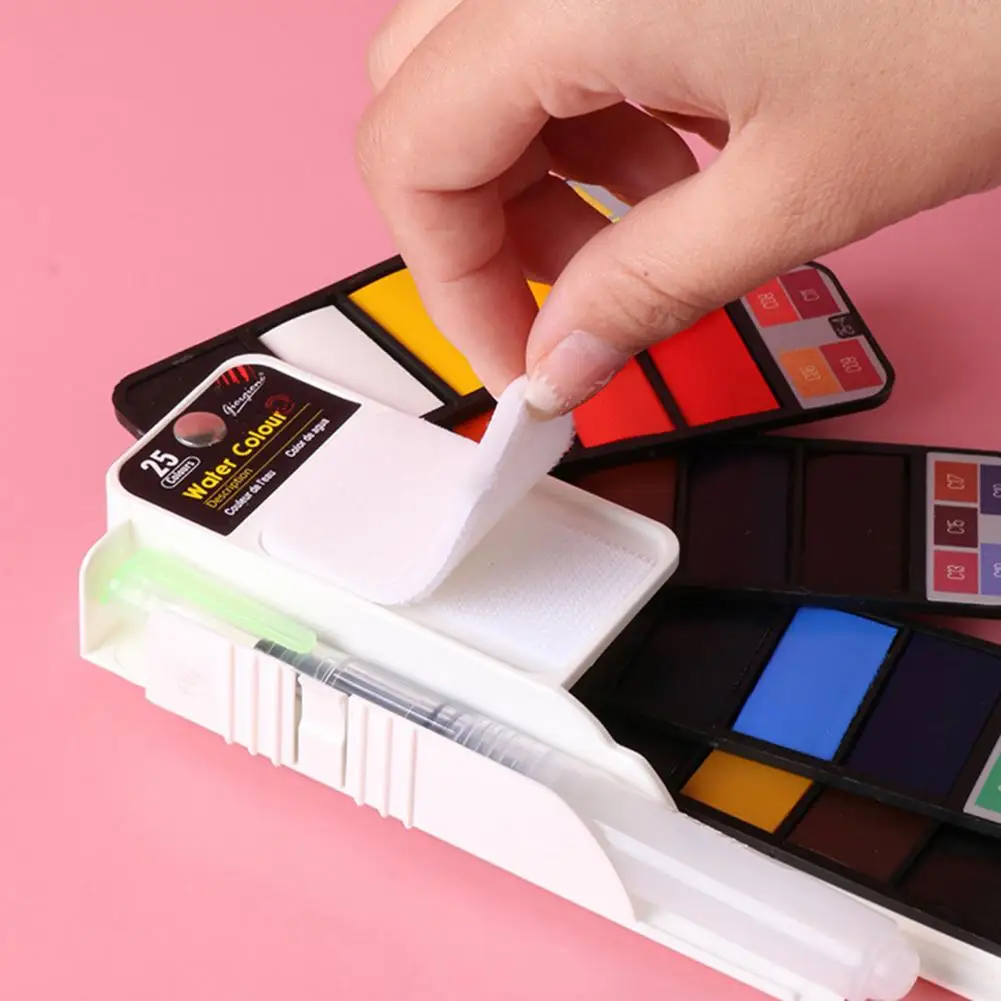 Kit de pintura de acuarela de colores ricos, juego de pintura de acuarela portátil con paleta de pigmento intenso, Kit de viaje ligero para artistas