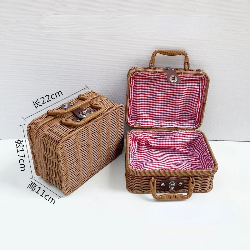 1PCS Manual Woven Storage Basket Lid Debris Consolidation Storage Box Storage Basket Sorting Box Jewelry Box