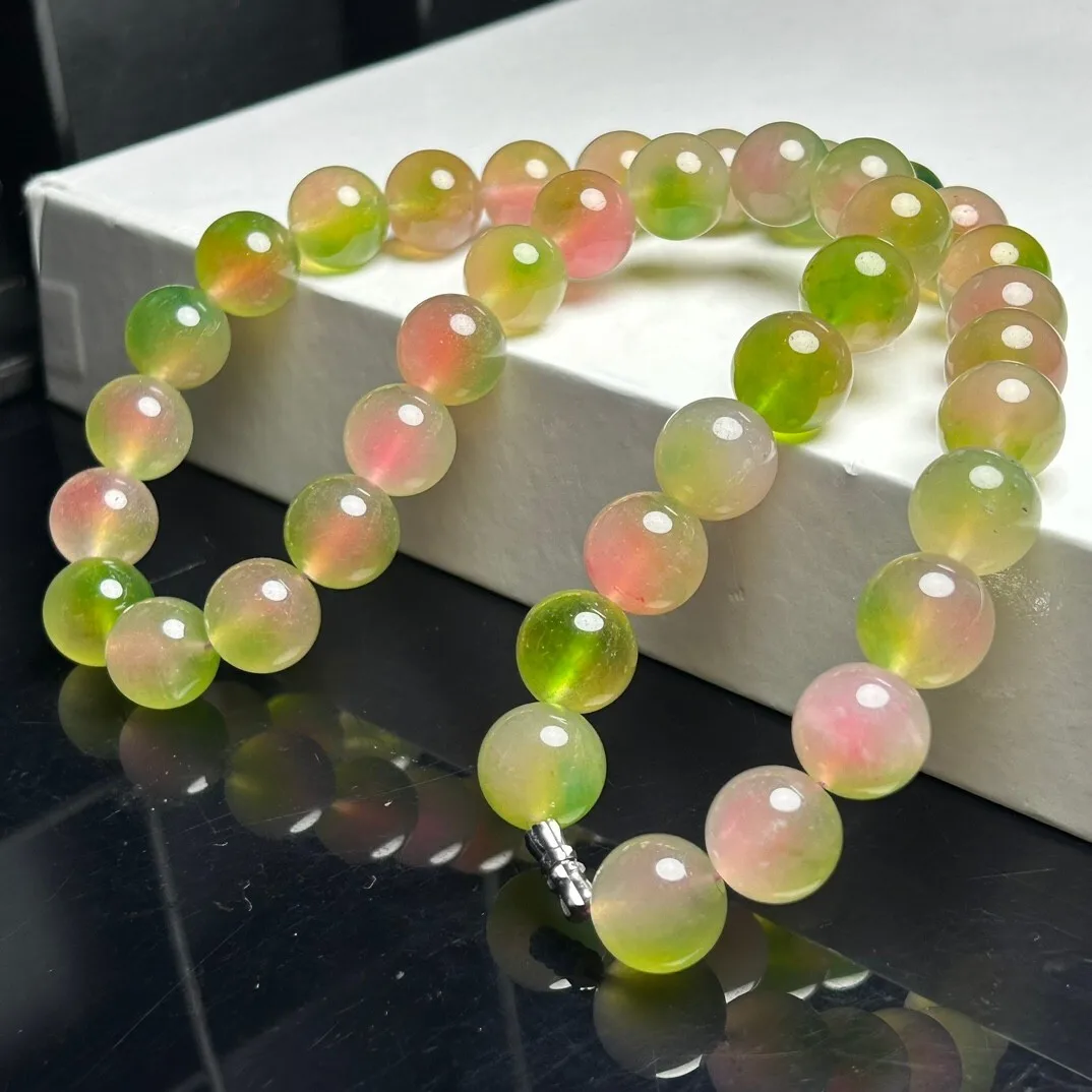 12mm Round Certified Natural Ice Multicolor Burmese Beads Jade jadeite Necklaces