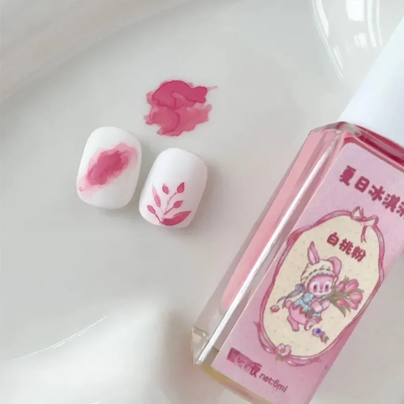 Hot Nail Art 6 colores 6ML verano helado solución de tinte de uñas patrón creativo de uñas DIY diseño solución de tinte decoración de uñas de mujer