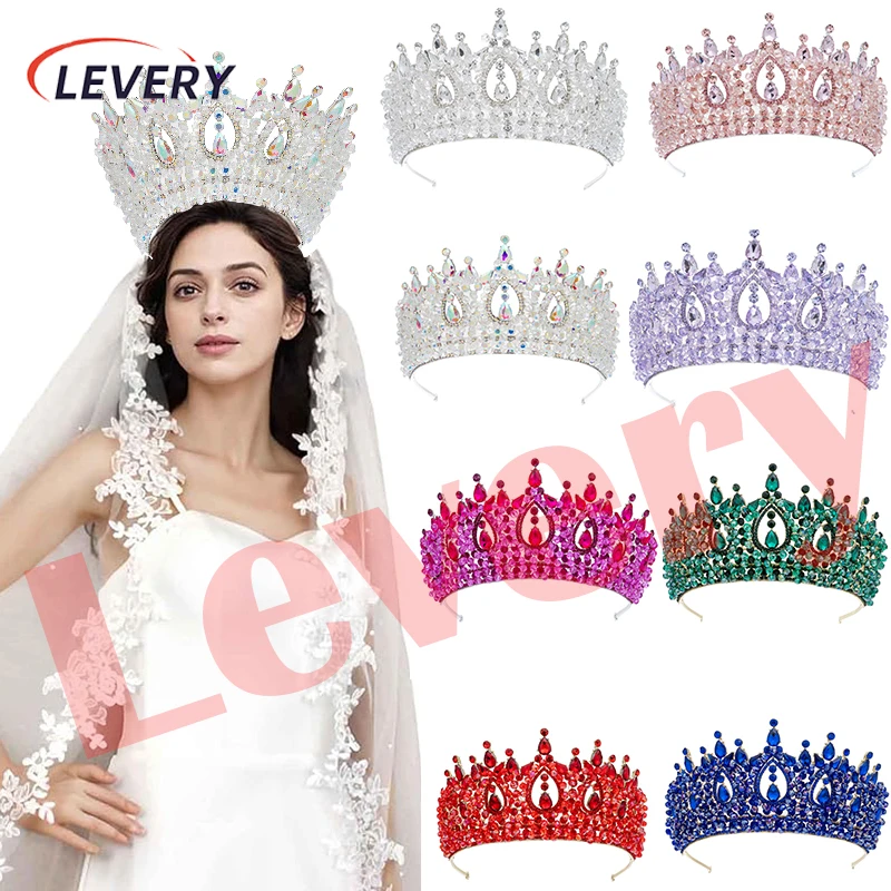 

Levery Tiaras Crowns for Pageant Bridal Wedding Rhinestone Crystal Beauty Crown Hairwear Jewelry