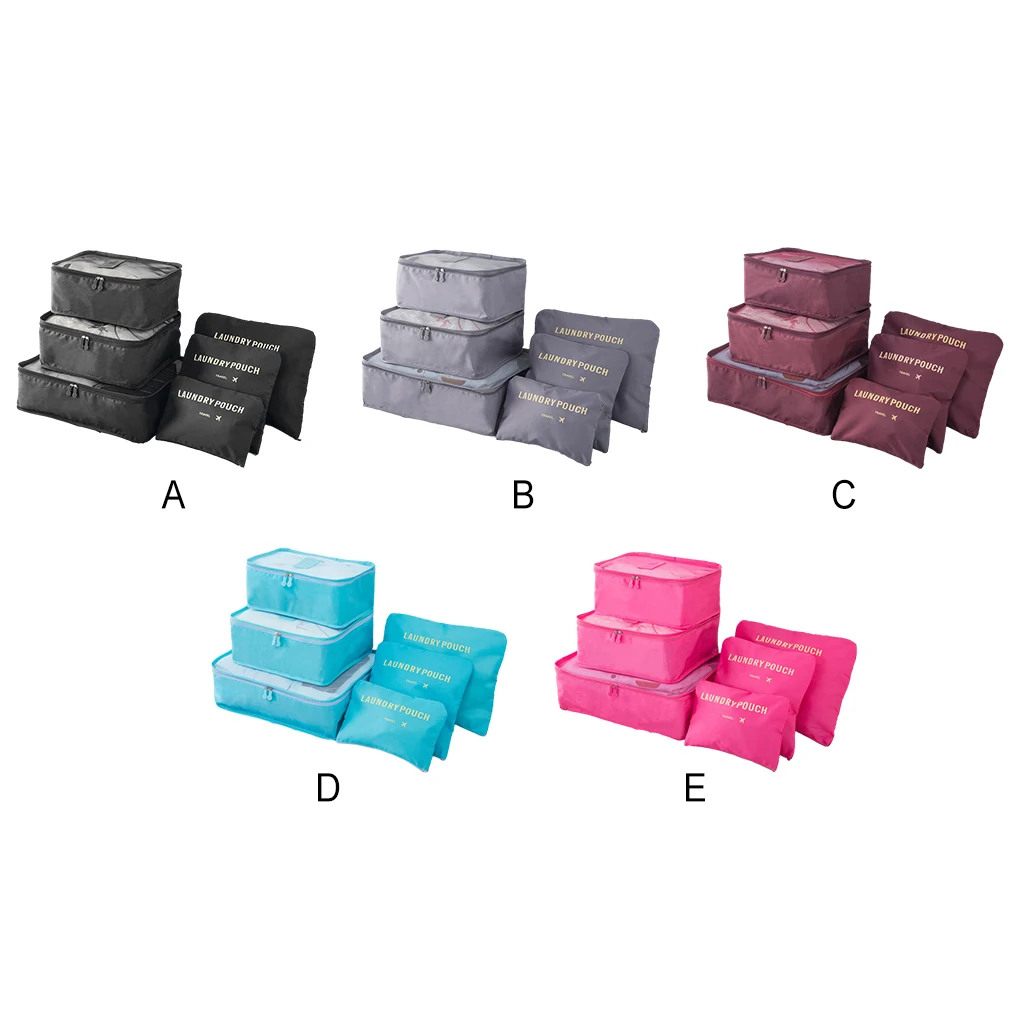Confezione di stoffa efficiente del Set di Organizer per valigie da viaggio di grande capacità 6 Set di cubi da imballaggio grigio