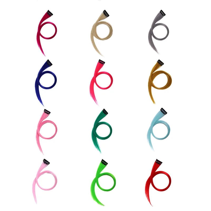 AA20-10PCS Rainbow Girl Highlighted Hair Extension Hairpin Long Straight Hair Clip Trimmable For Hair False Hair, Easy To Use Du