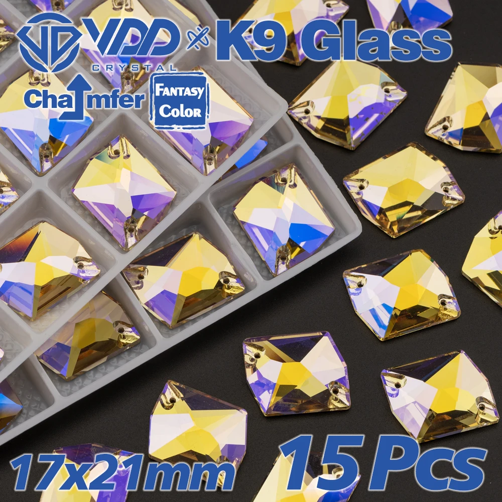 VDD Paradise Shine Fantasy Color Top-Qualität K9 Glas aufnähbare Strasssteine, Nähkristalle, flache Rückseite, für Kleidung und Kleiderdekorationen – Detail 4