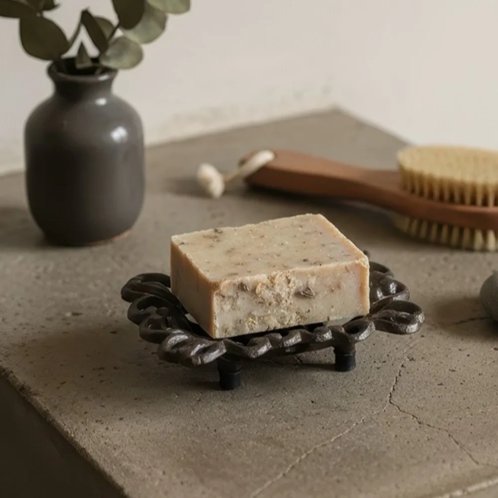 

Винтажный чугунный держатель для мыла с полым цветочным узором, лоток для хранения мыла ручной работы, прямоугольная антикварная сушилка для мыла, кухня