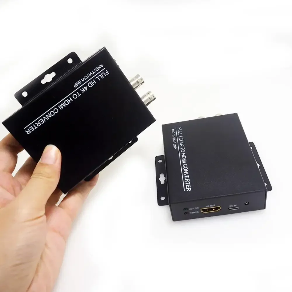 Full HD 4K 8MP CVI/TVI/AHD+CVBS to HDMI Converter 4-in-1 video signal converter Connect HD Monitor, HDMI in/out