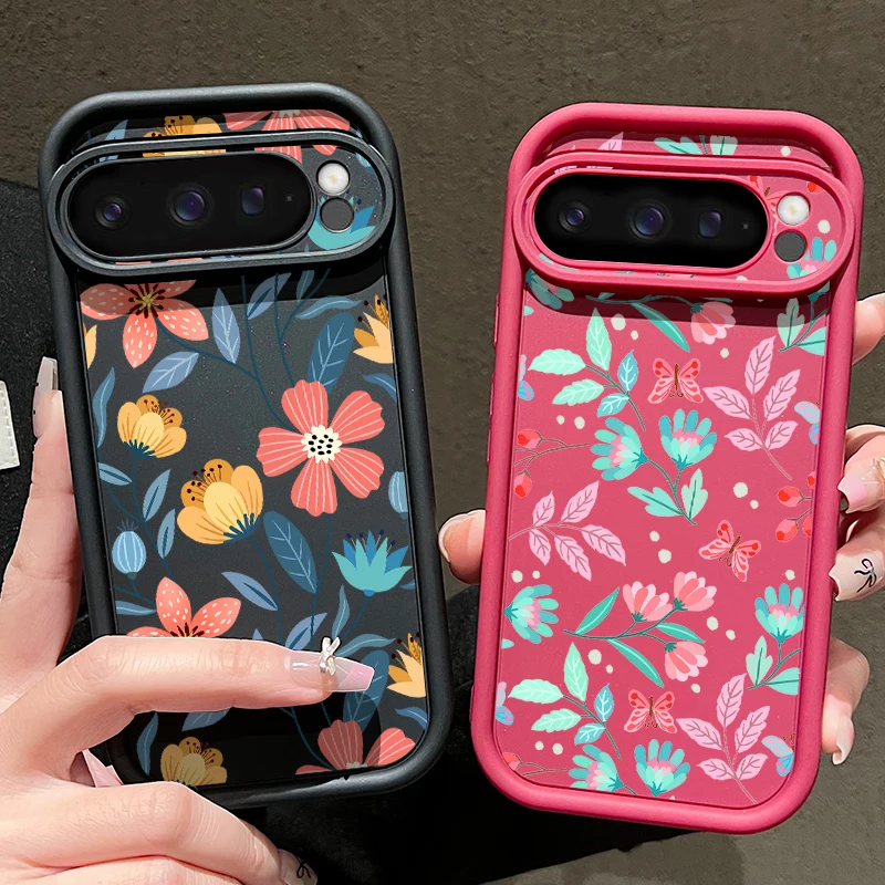 Shockproof Colorful Flower Case For Google Pixel 10 9 Pro 9A 8A 7A Pixel 9 10 Pro XL Solid Color Phone Cover For Pixel 8 9 7 Pro