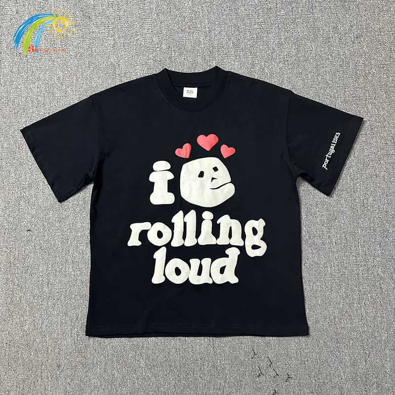 

24SS New Streetwear Oversized Cartoon Foam Logo Printing BROKEN PLANET T Shirt Top Quality White T-Shirt Tee Inside Tags