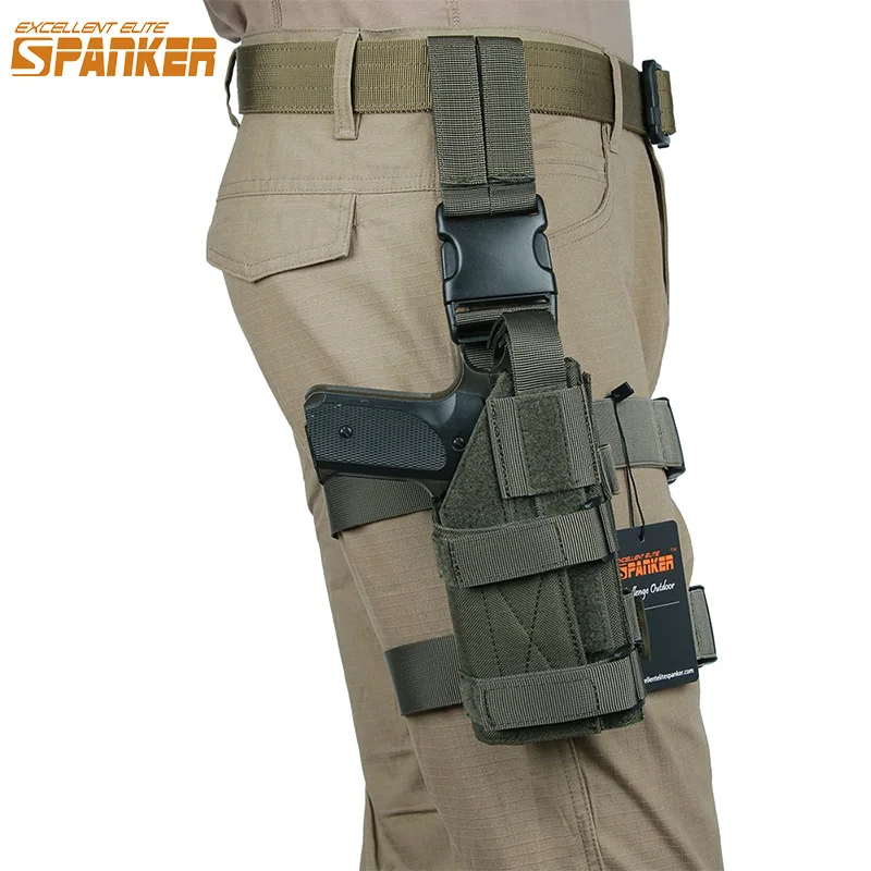 Tactical Drop Leg Panel with Pistol Holster Hunting Hanging Suit Right Hand Pistol Holsters Molle Pistol Accessories